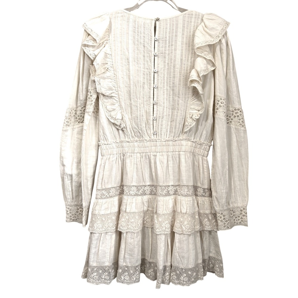 LoveShackFancy added Medium Cream Crochet Lace Ruffle Waist Cotton Magnolia Chic - Picture 2 of 14